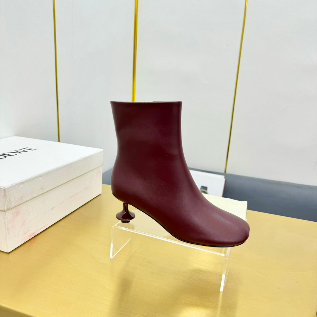 LW TOY ANKLE BOOTIE BURGUNDY NAPPA LAMBSKIN