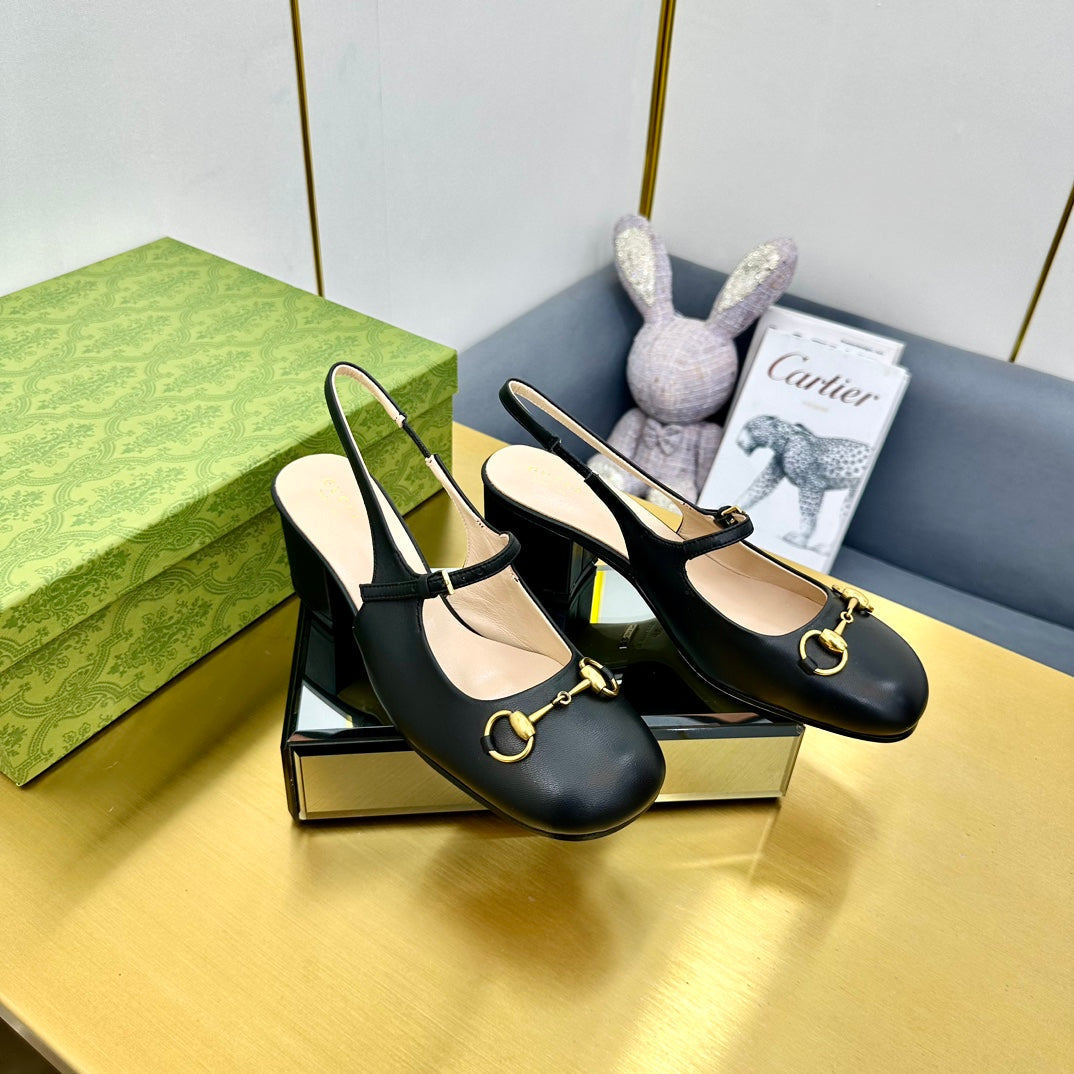 HORSEBIT PUMP IN BLACK SHEEPSKIN