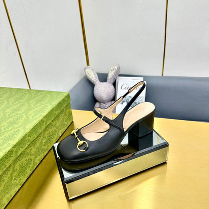 HORSEBIT PUMP IN BLACK SHEEPSKIN