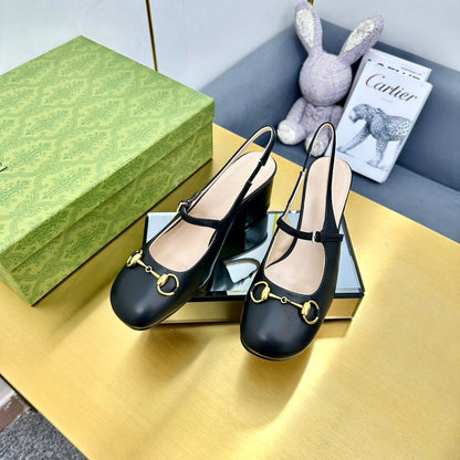 HORSEBIT PUMP IN BLACK SHEEPSKIN