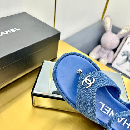 GROSGRAIN SANDAL IN COBALT BLUE FABRIC