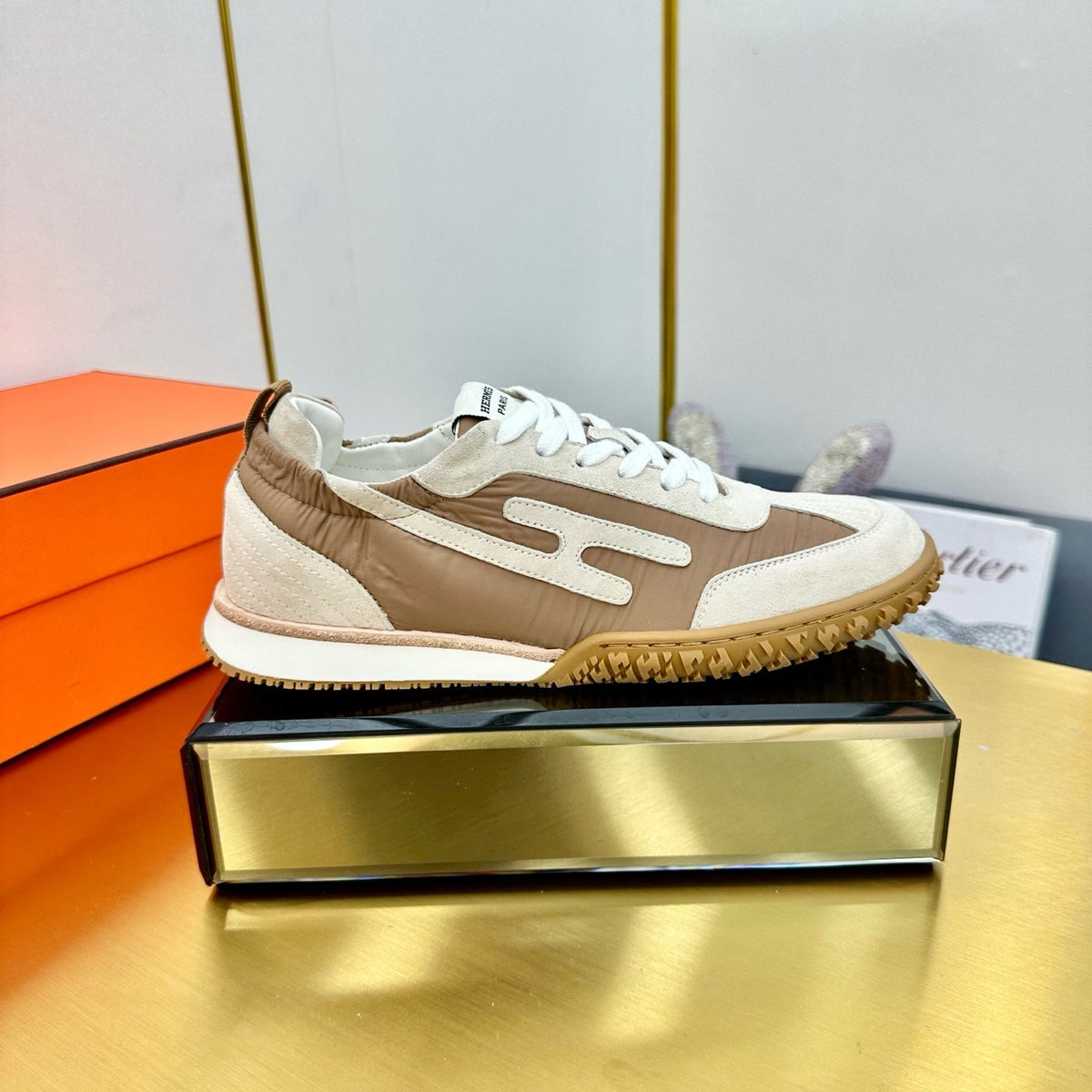 JET SNEAKER IN KHAKI MIX MEDIUM BROWN SUEDE