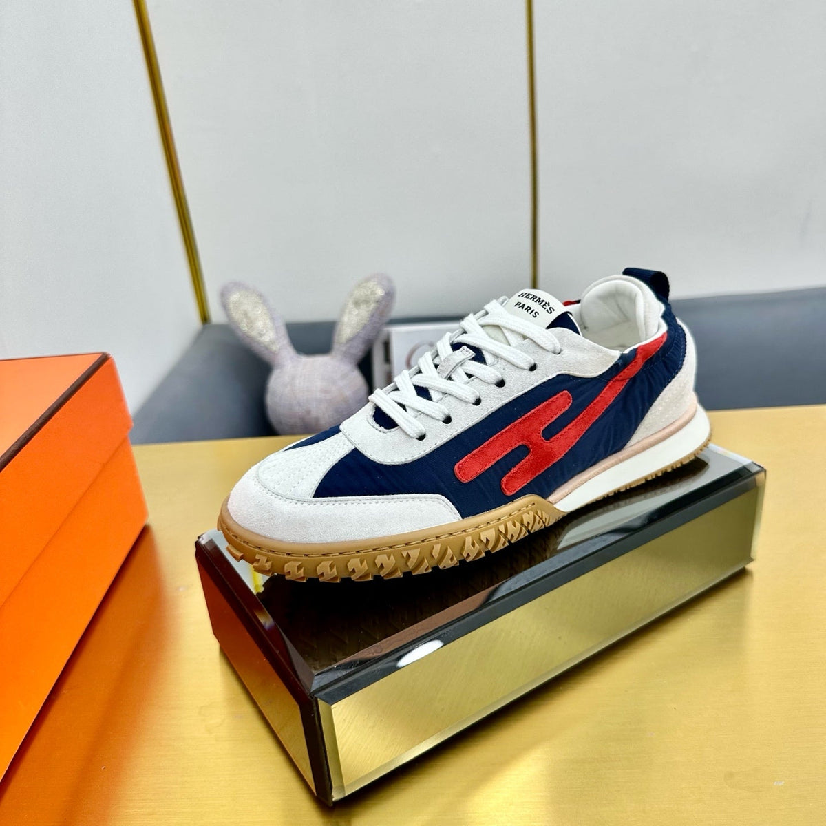 JET SNEAKER IN WHITE MIX NAVY BLUE SUEDE