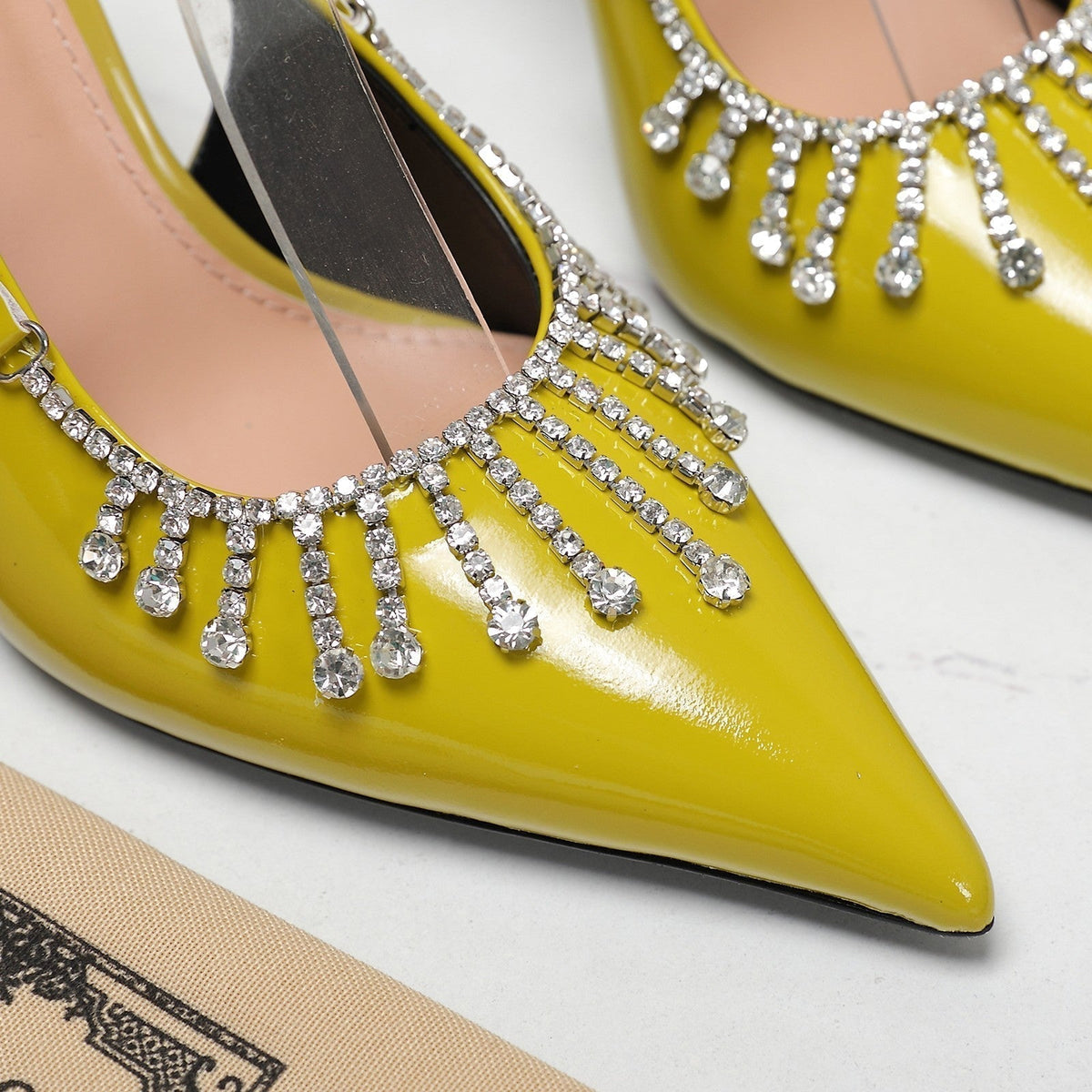 GG CRYSTAL HIGH HEEL SANDAL LEMON LAMBSKIN