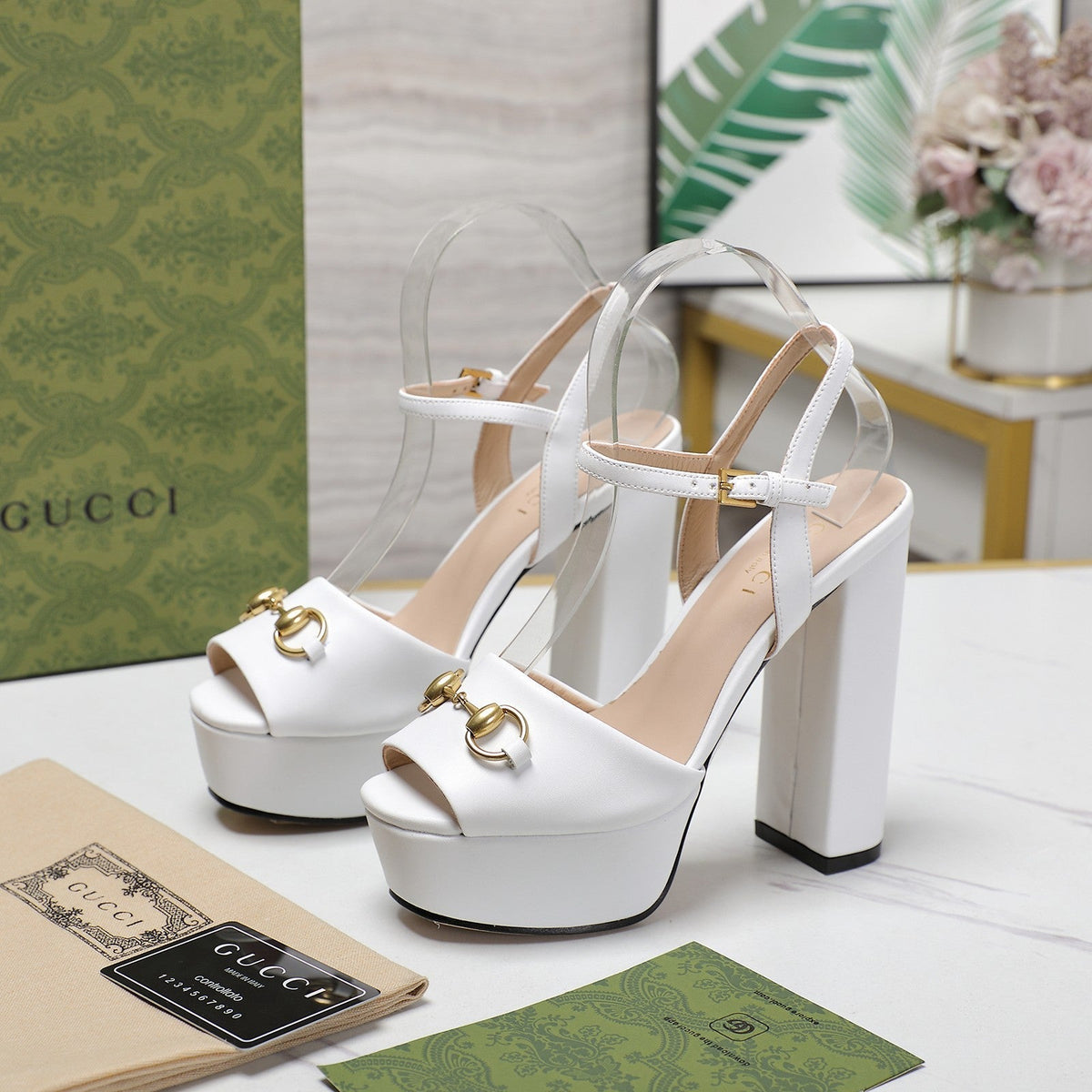 GG Sandales Cuir Noir White
