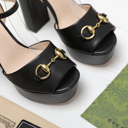 GG Sandales Cuir Noir Black