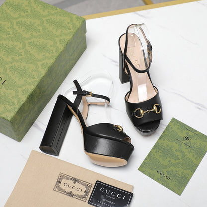 GG Sandales Cuir Noir Black