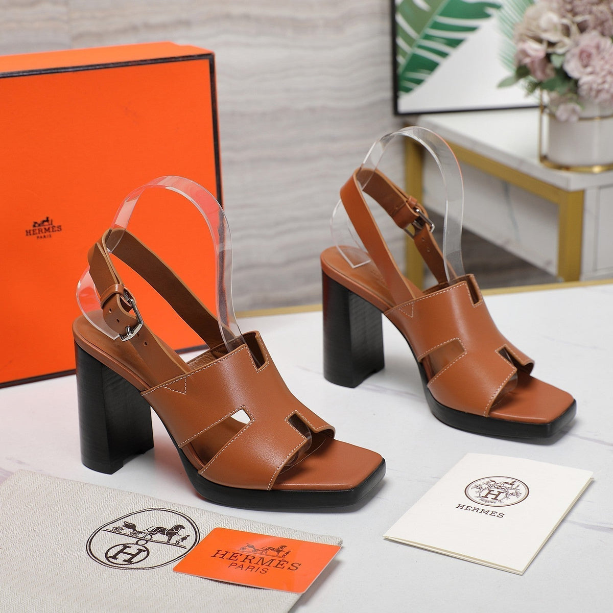 ERIS 95 SANDAL CARAMEL CALFSKIN