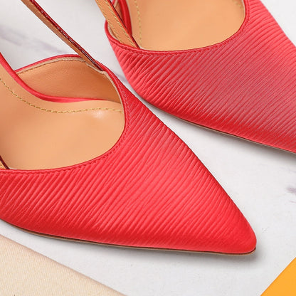 LV WOMEN BLOSSOM SLINGBACK PUMP IN CHERRY RED EMBROIDERED FABRIC