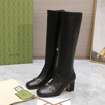 GG HORSEBIT KNEE HIGH BOOTS IN BLACK SHEEPSKIN