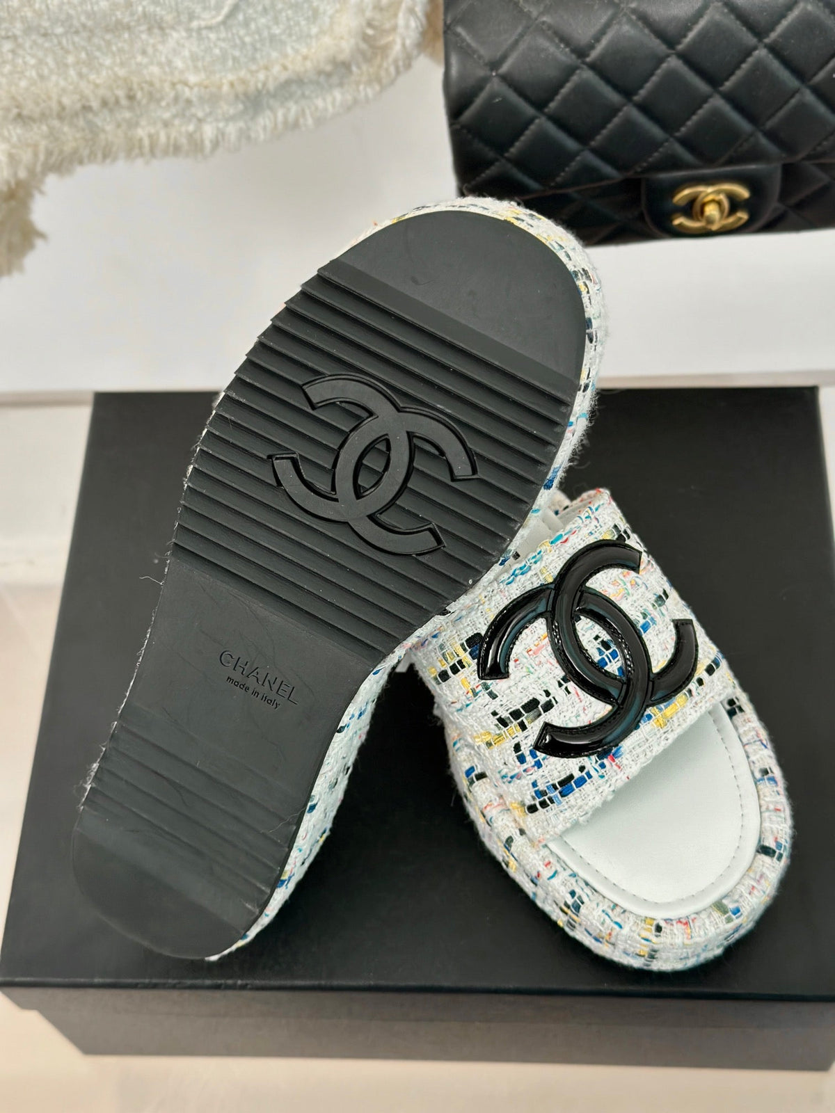 CLASSIC SLIPPERS THICK SOLE IN MULTICOLOR TWEED