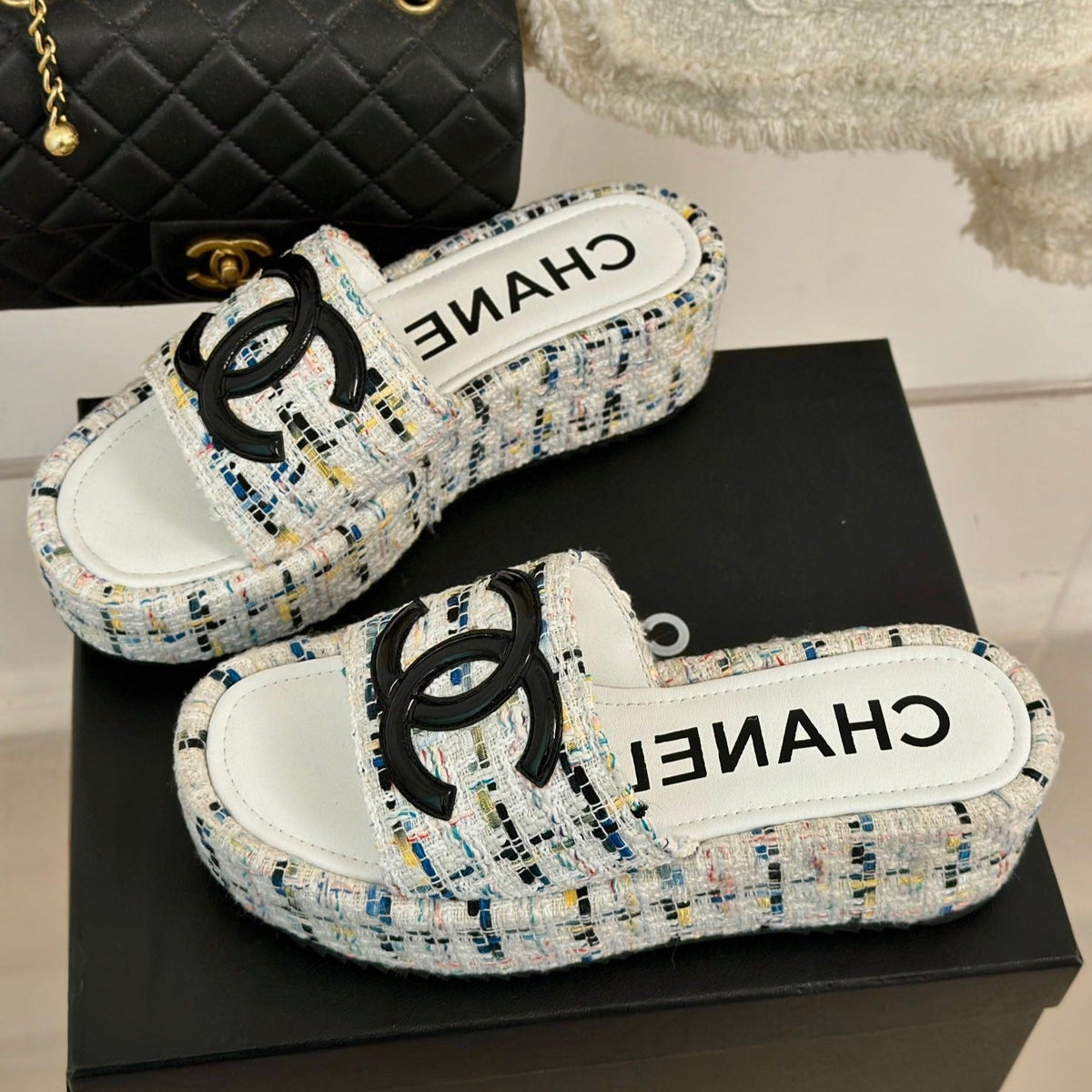 CLASSIC SLIPPERS THICK SOLE IN MULTICOLOR TWEED