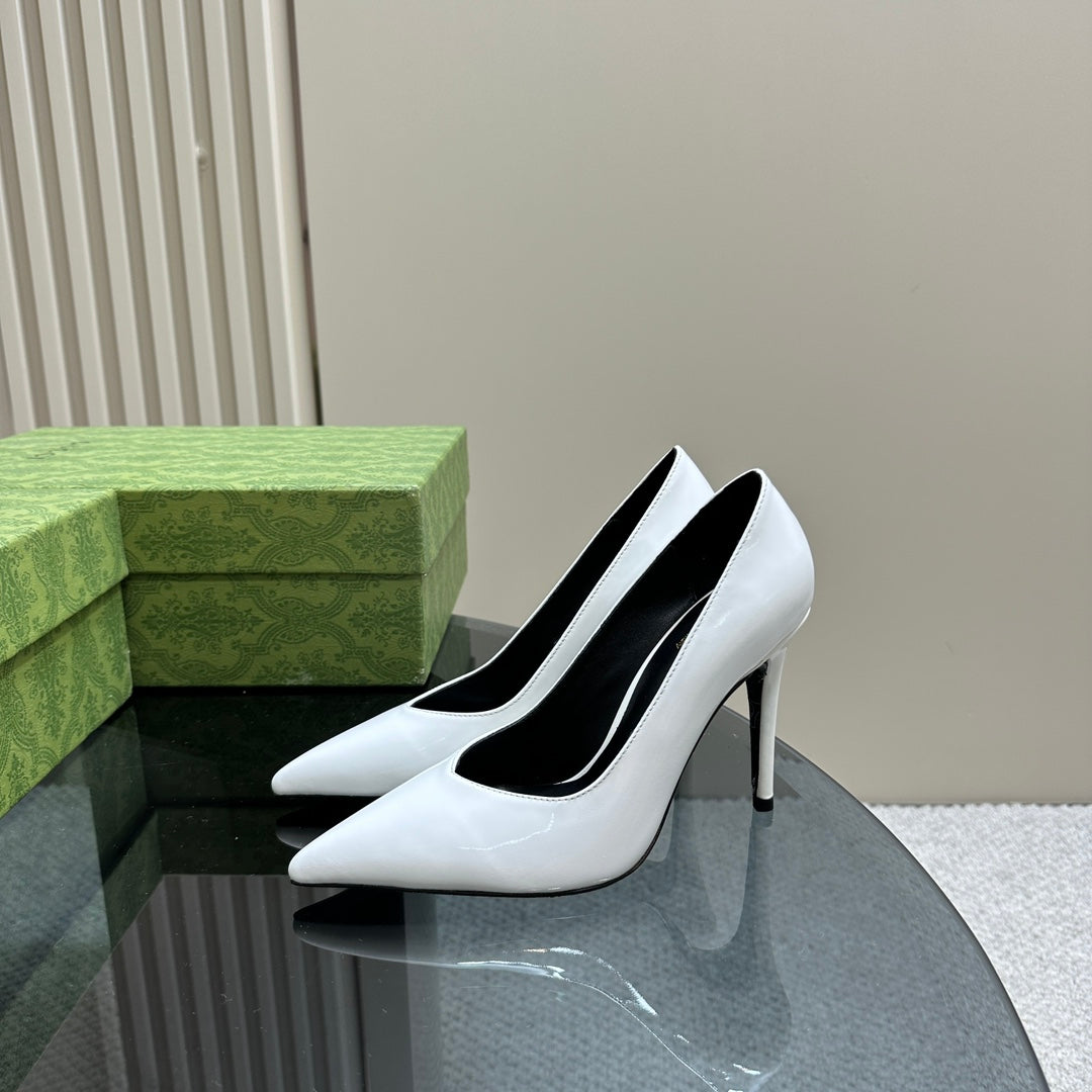 GG 105 HIGH HEEL PUMP WHITE LAMBSKIN