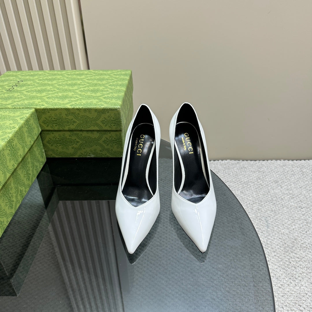 GG 105 HIGH HEEL PUMP WHITE LAMBSKIN