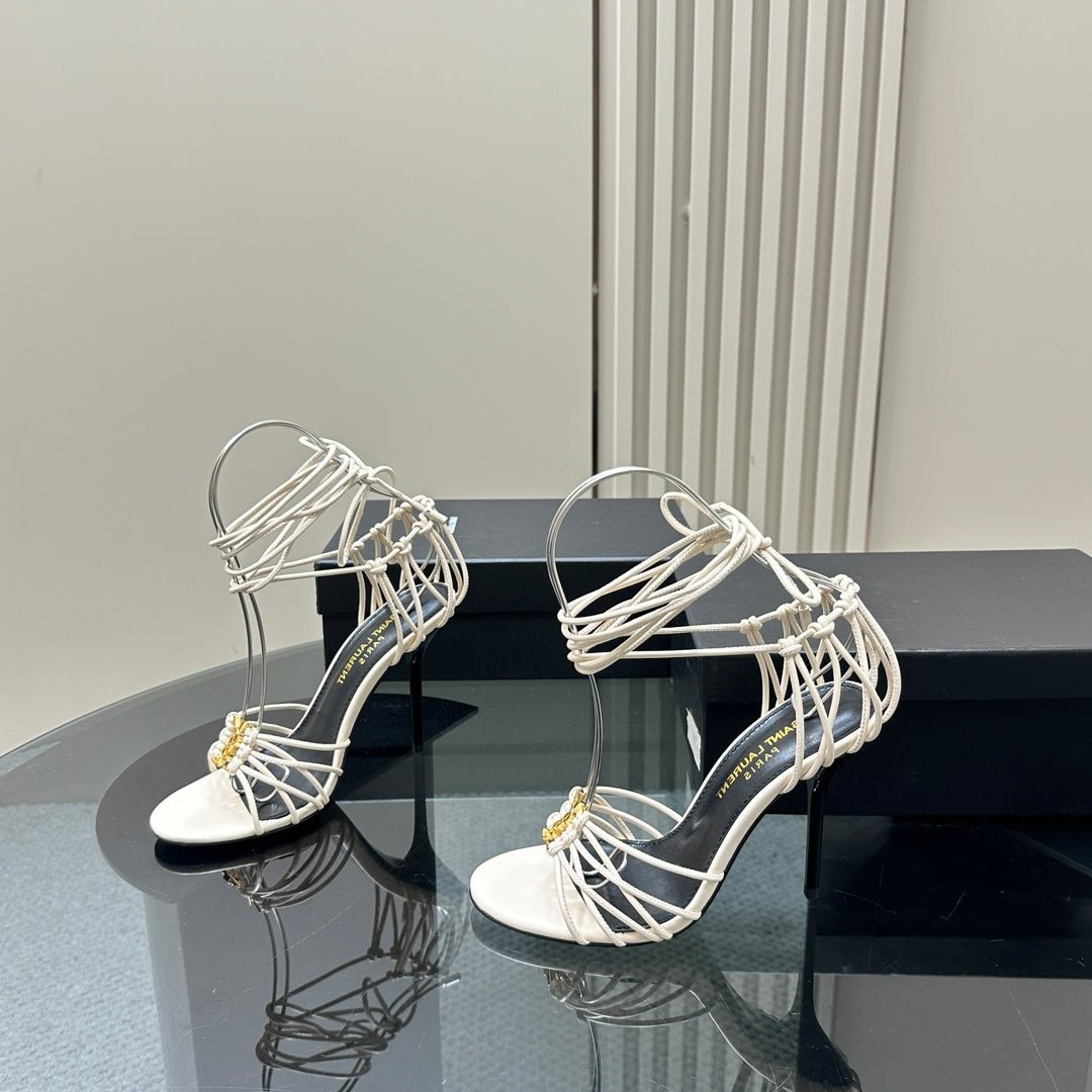 SL BABYLONE SANDALS 105 WHITE LAMBSKIN
