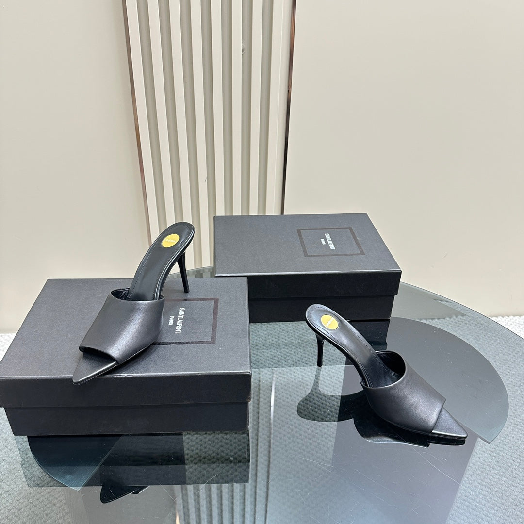 SL GOLDIE MULES BLACK CALFSKIN