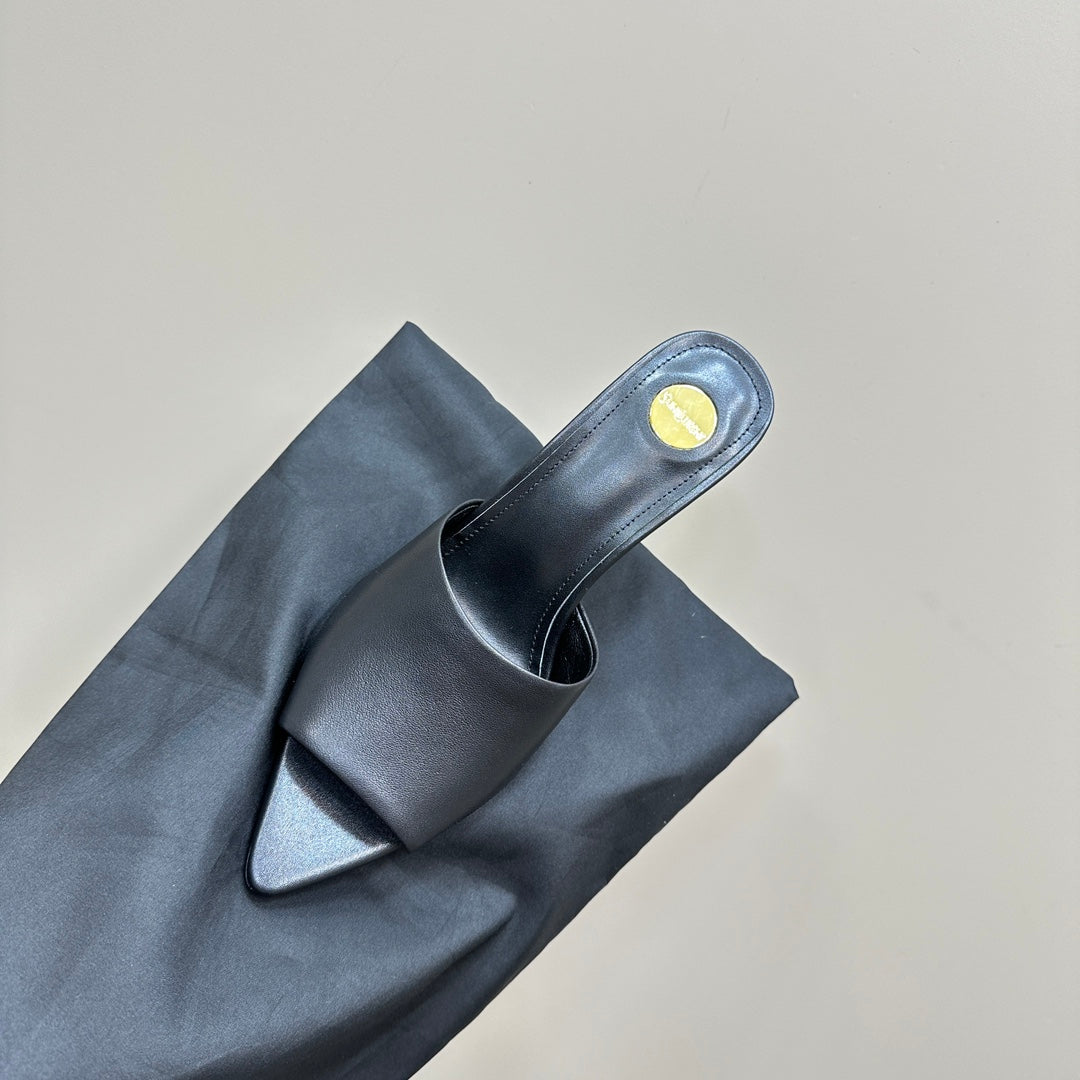 SL GOLDIE MULES BLACK CALFSKIN