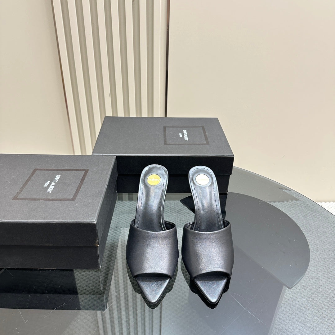 SL GOLDIE MULES BLACK CALFSKIN