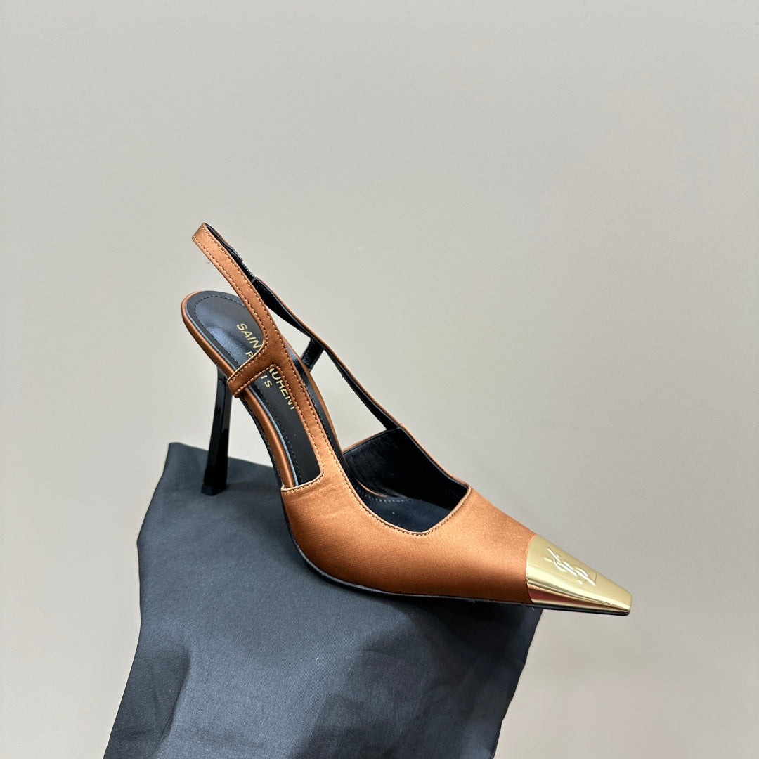 SL JEANNE SLINGBACK PUMPS TANGERINE SATIN