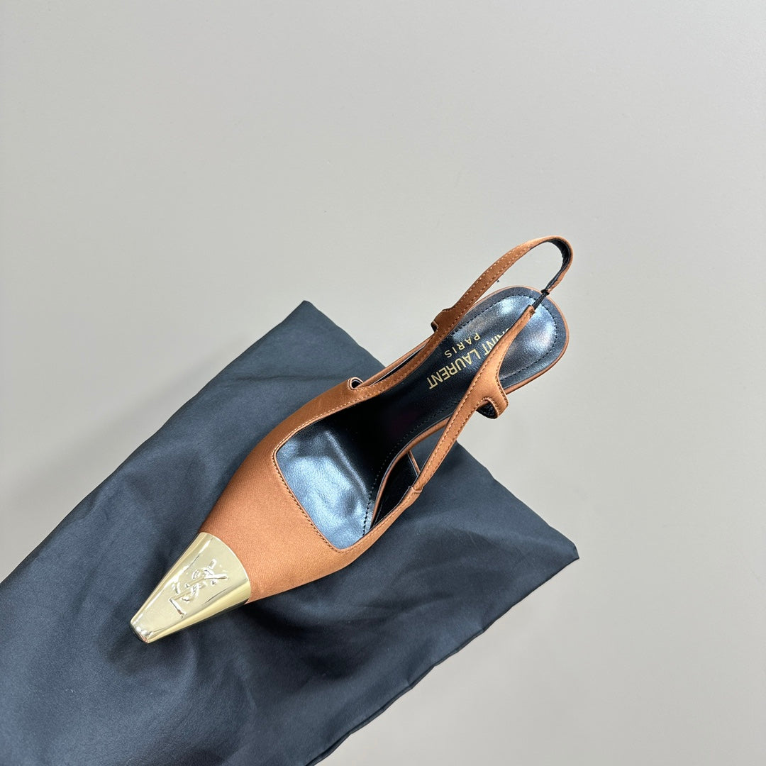 SL JEANNE SLINGBACK PUMPS TANGERINE SATIN
