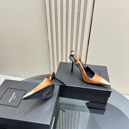 SL JEANNE SLINGBACK PUMPS TANGERINE SATIN