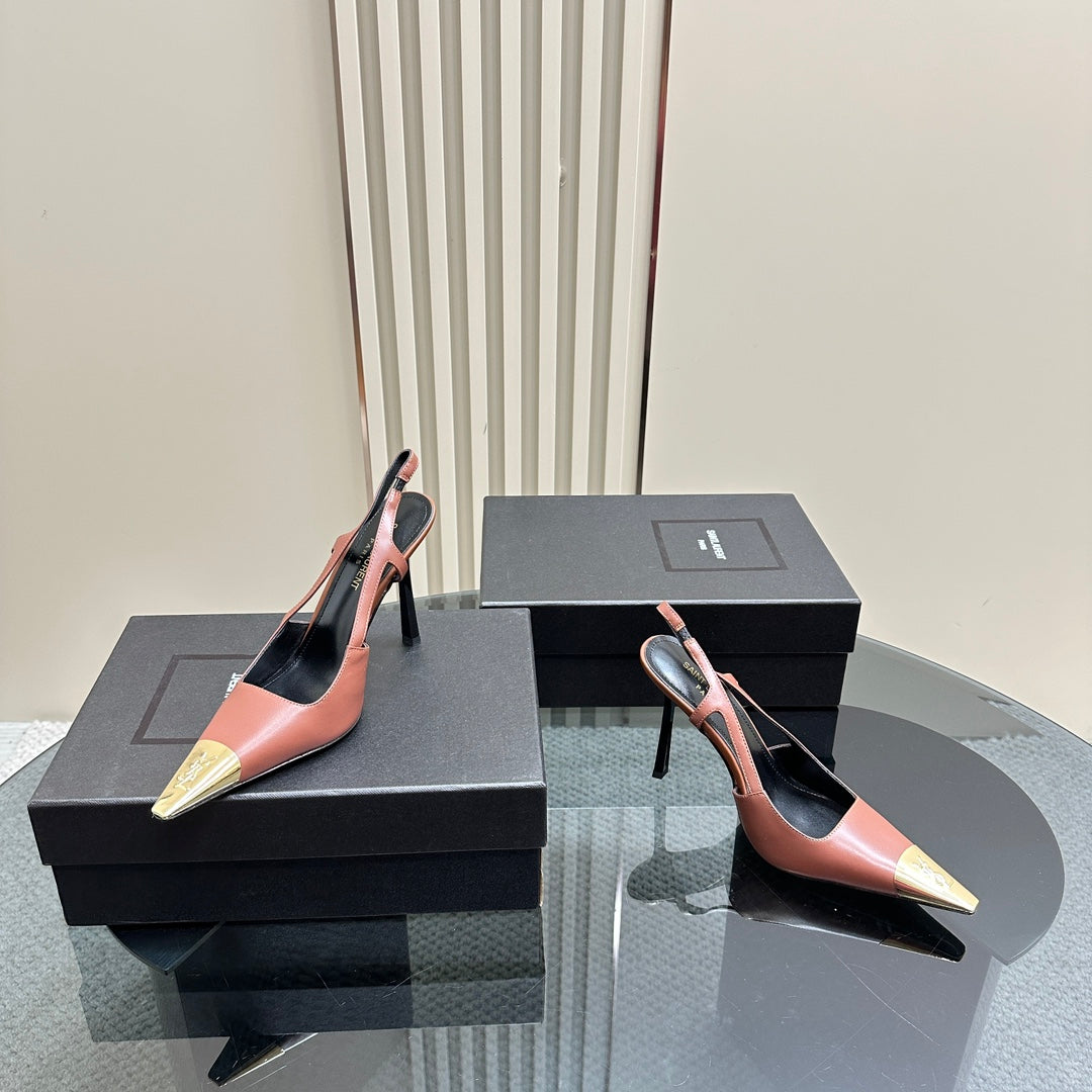 SL JEANNE SLINGBACK PUMPS BRICK CALFSKIN