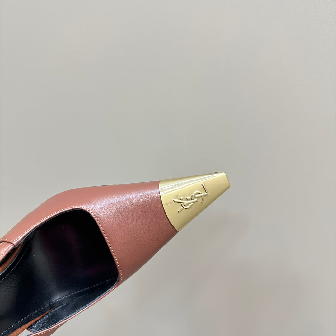 SL JEANNE SLINGBACK PUMPS BRICK CALFSKIN