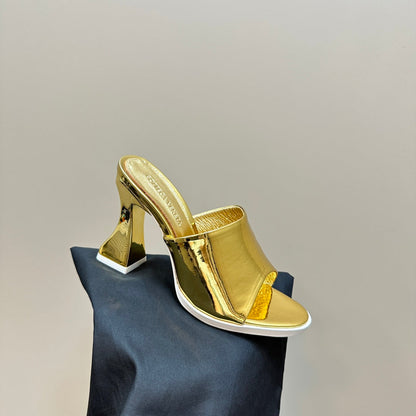 HIGH MULE 95 MM IN GOLD CALFSKIN