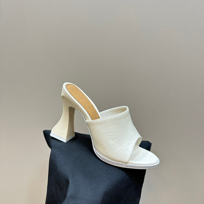 HIGH MULE 95 MM IN WHITE CALFSKIN