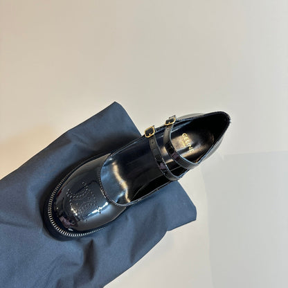TESS BABIES IN BLACK PATENT CALFSKIN