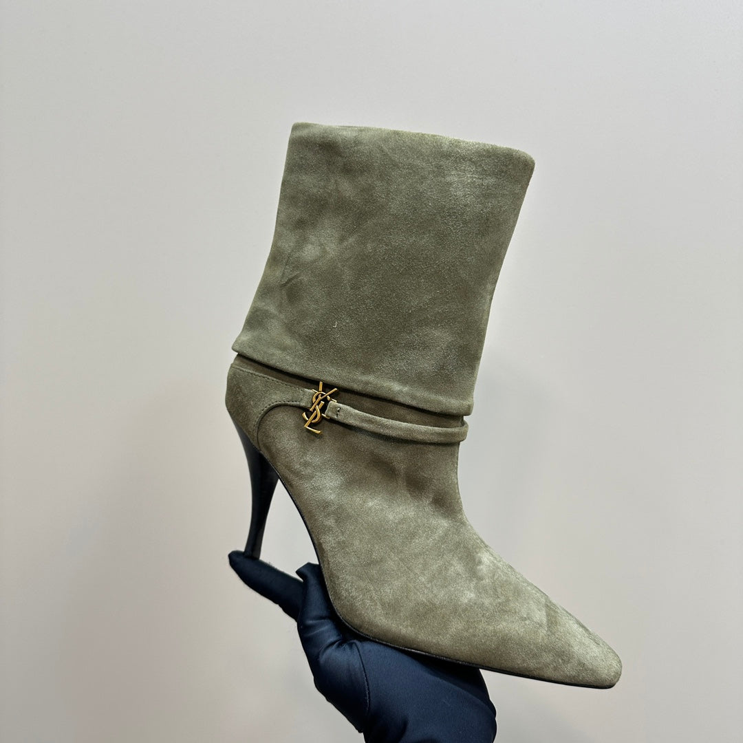 NIKI BOOTIES IN BASIL GREEN SUEDE
