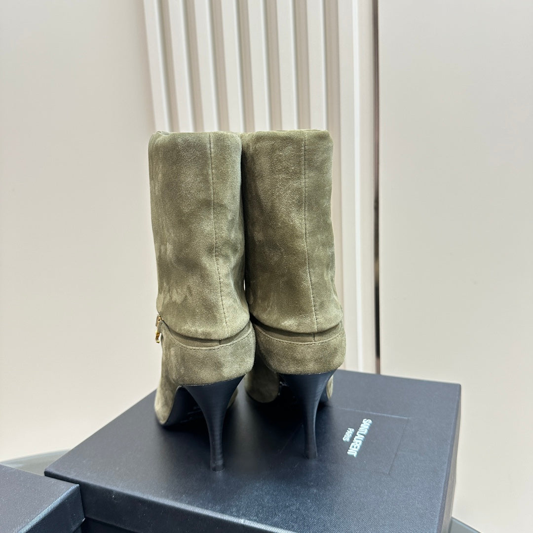 NIKI BOOTIES IN BASIL GREEN SUEDE