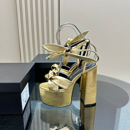 BIANCA PLATFORM SANDALS IN GOLD LAMBSKIN