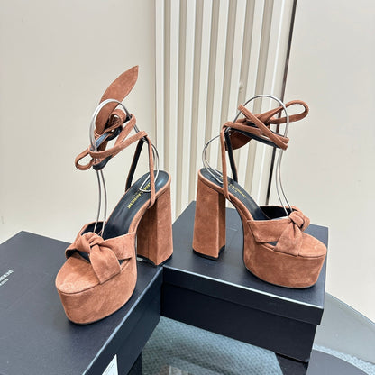 BIANCA PLATFORM SANDALS IN SIENNA BROWN SUEDE