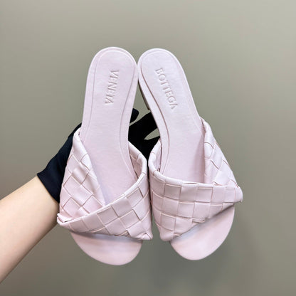 BLINK FLAT MULE IN LIGHT PINK INTRECCIATO LEATHER