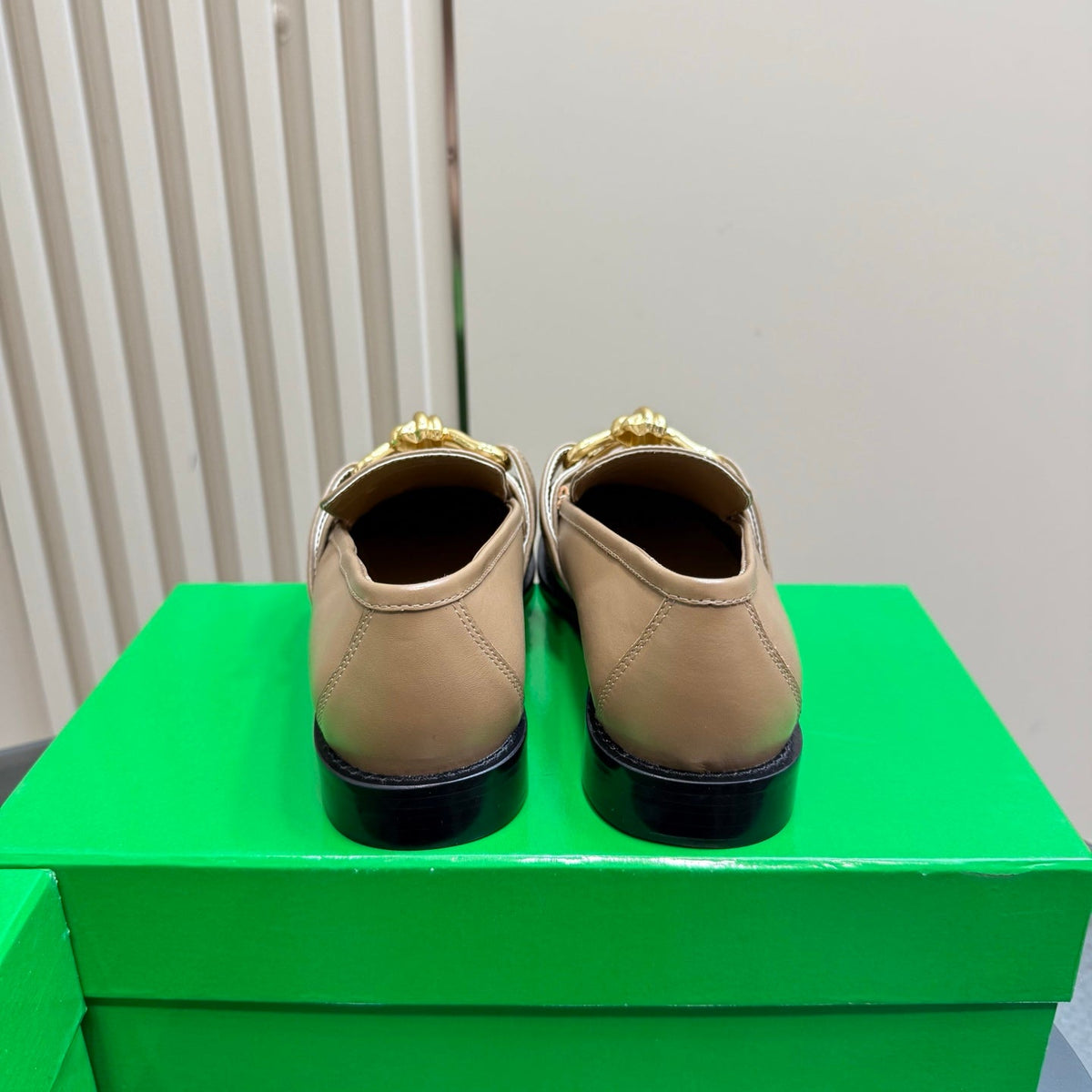 ASTAIRE LOAFER IN LIGHT BROWN CALFSKIN WITH GOLD HARDWARE