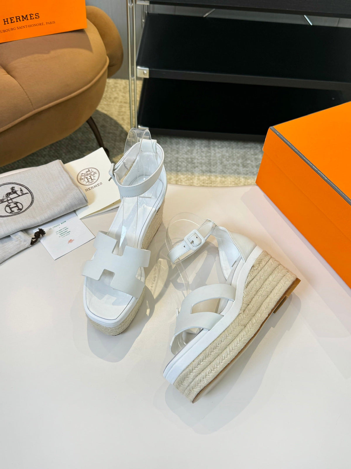 Elda espadrille 80 White Calfskin