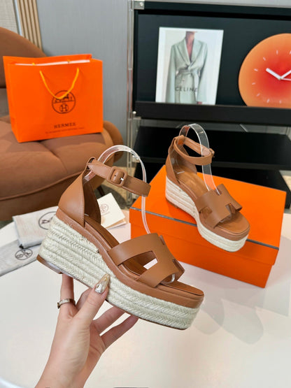 Elda espadrille 80 Tan Calfskin