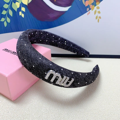 DENIM HEADBAND BLACK WITH CRYSTALS 164215