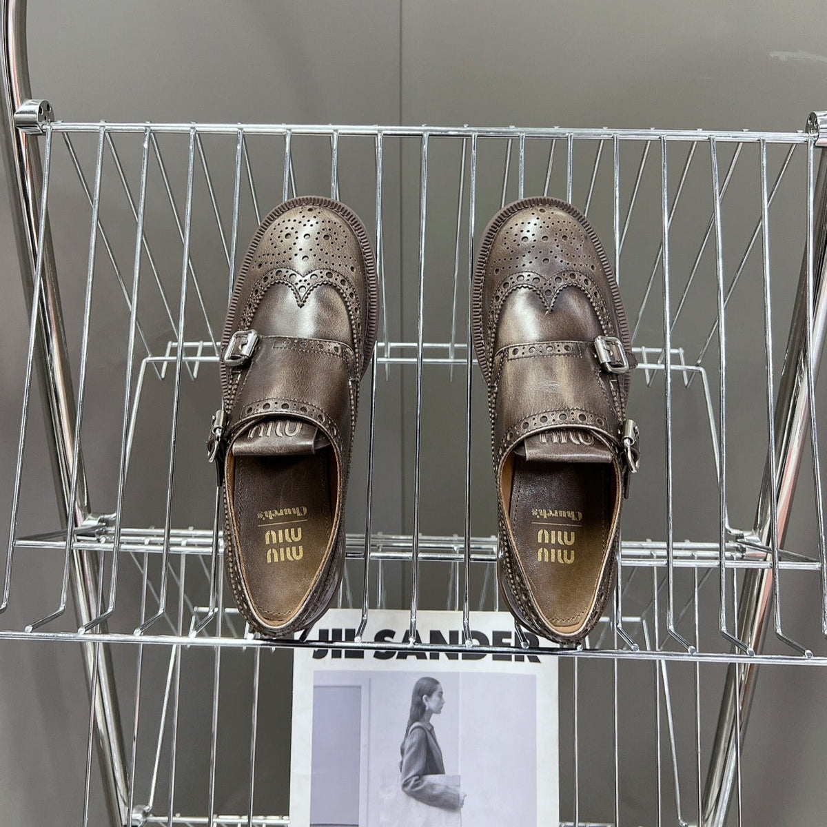 THICK-SOLED OXFORD SHOES BROWN CALFSKIN