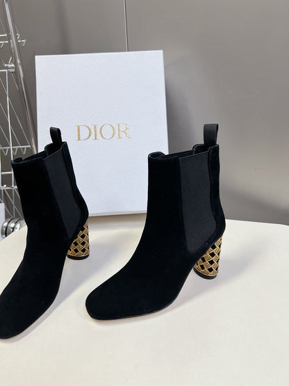 ICON HEELED ANKLE BOOT BLACK SUEDE 8 CM