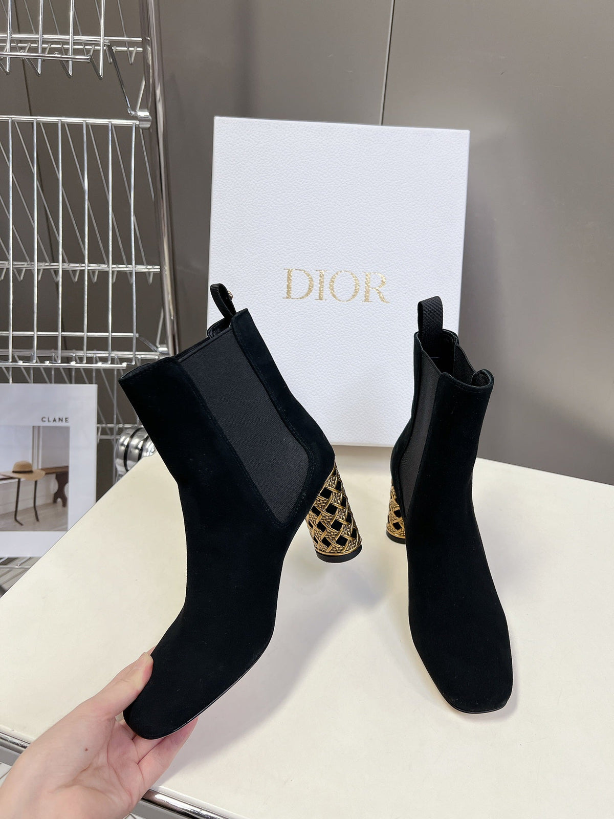 ICON HEELED ANKLE BOOT BLACK SUEDE 8 CM