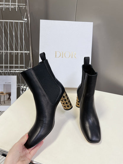 ICON HEELED ANKLE BOOT BLACK CALFSKIN 8 CM