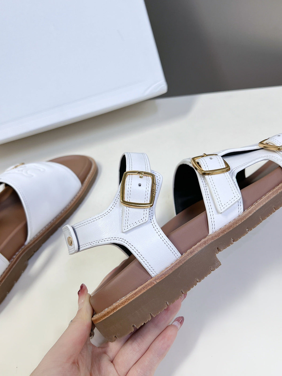 MINO SANDAL IN WHITE CALFSKIN