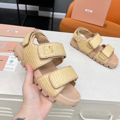 SANDALS CHAMPAGNE SHEEPSKIN WITH 2 HORIZONTAL STRAPS