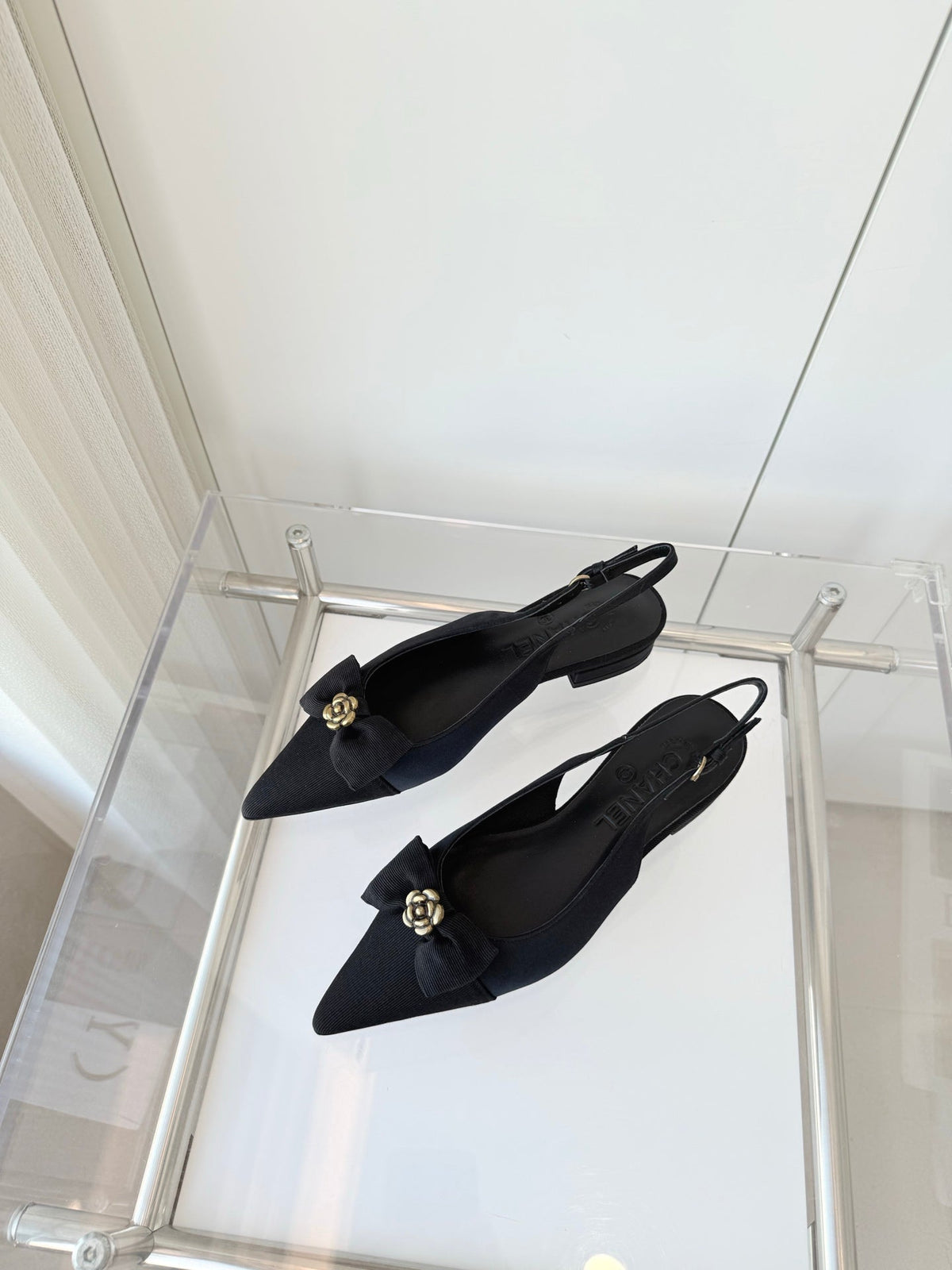 SLINGBACKS 18 MM IN BLACK CALFSKIN MIX CANVAS
