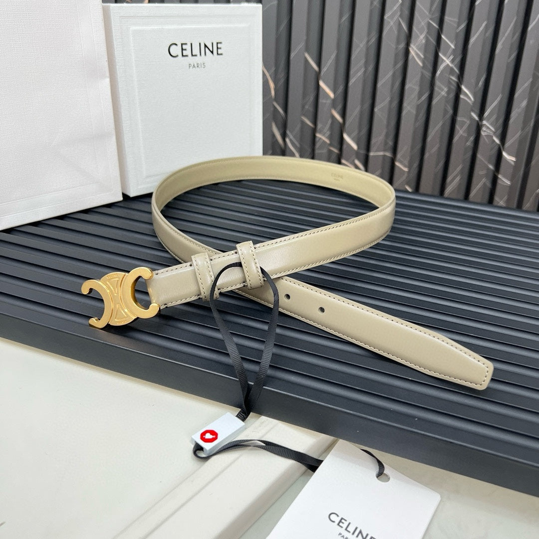 CL TRIOMPHE 25 MM BELT IN OLIVE GREEN CALFSKIN GOLD HARDWARE