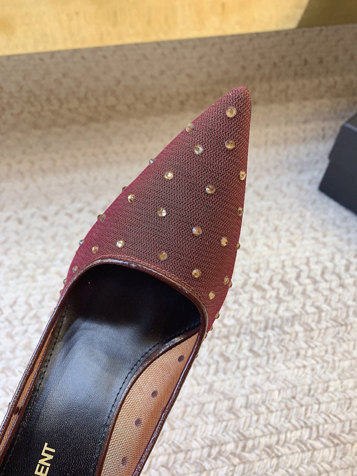 NORMA PUMPS IN CHESTNUT MESH ATTACHED CRYSTALS