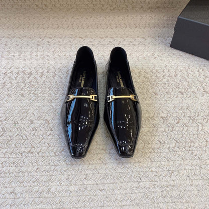 LOAFERS WITH GOLD HARDWARE IN BLACK GLOSSY CALFSKIN