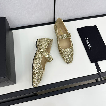 MARY JANE GLITTER GOLDEN CALFSKIN